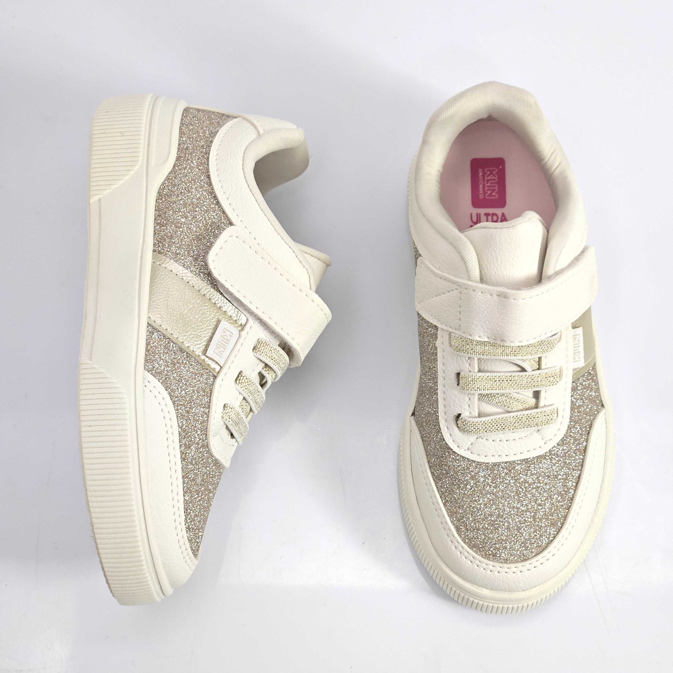 Tênis Infantil Klin Casual Sky Brilho Off White/Dourado 2