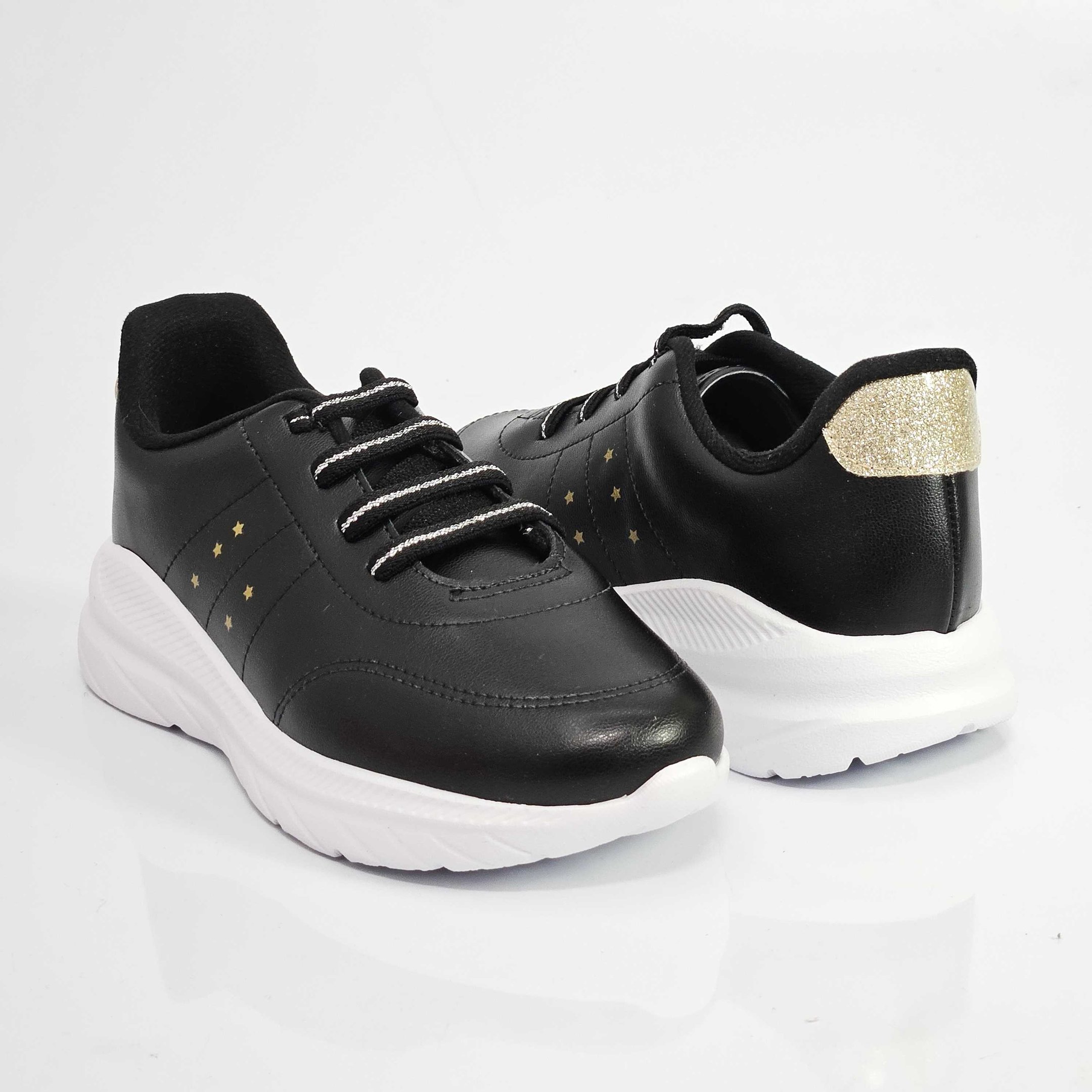 Tênis Infantil Molekinha Casual Elástico Preto/Dourado 3