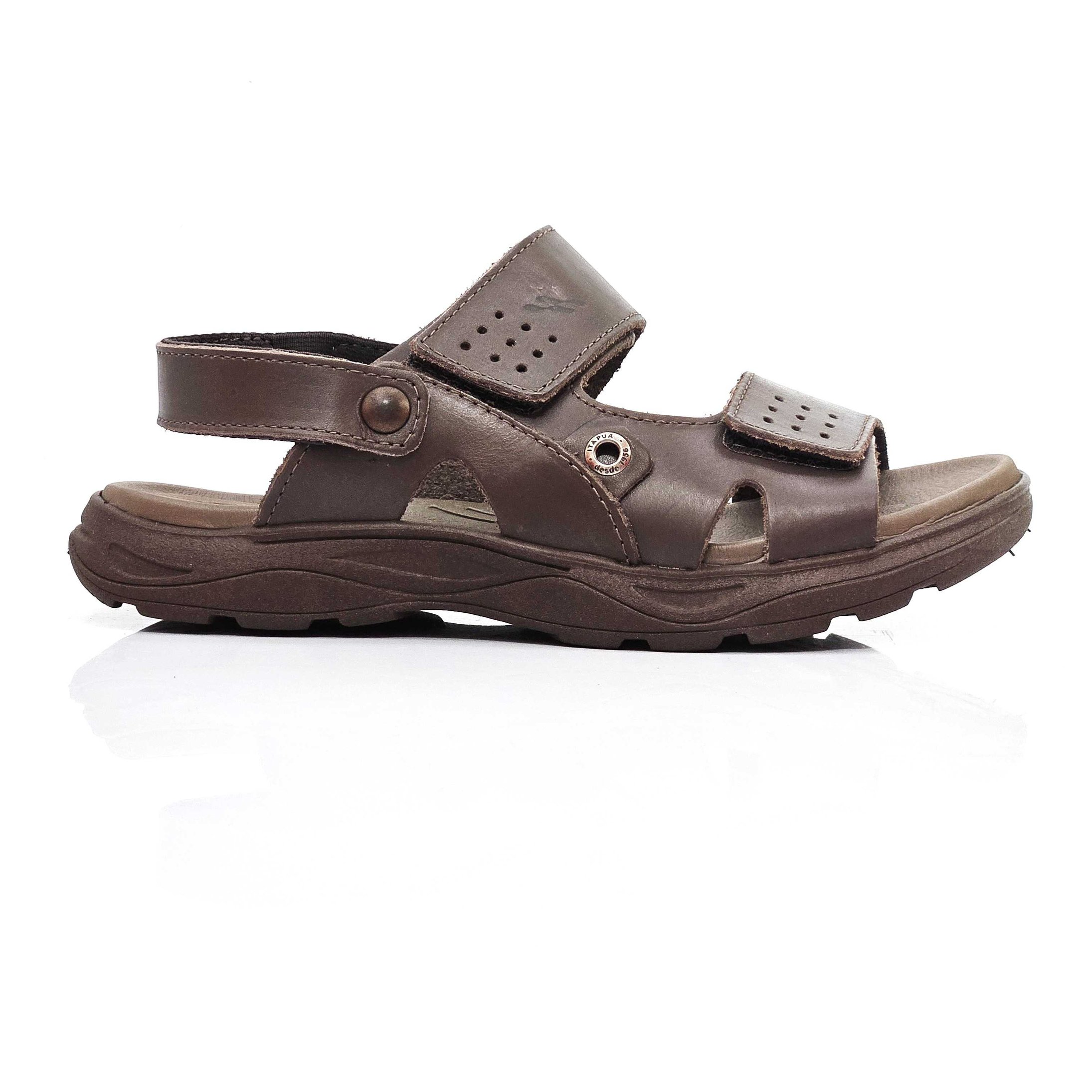 Sandália Papete Masculina Itapuã 2x1 Em Couro Tira Aderente