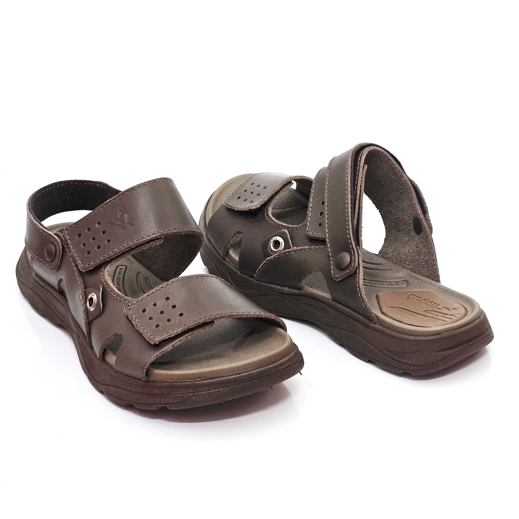 Sandália Papete Masculina Itapuã 2x1 Em Couro Tira Aderente Marrom 3