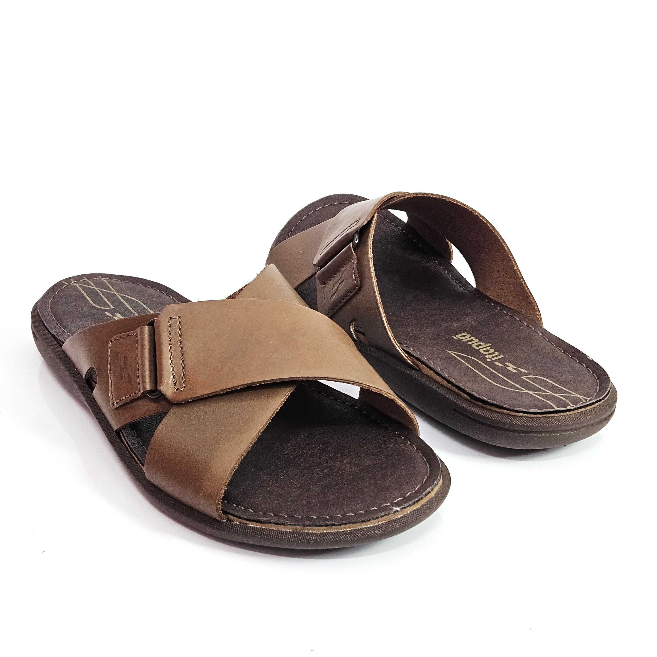 Chinelo Masculino Itapuã Tira Cruzada Em Couro Marrom 3