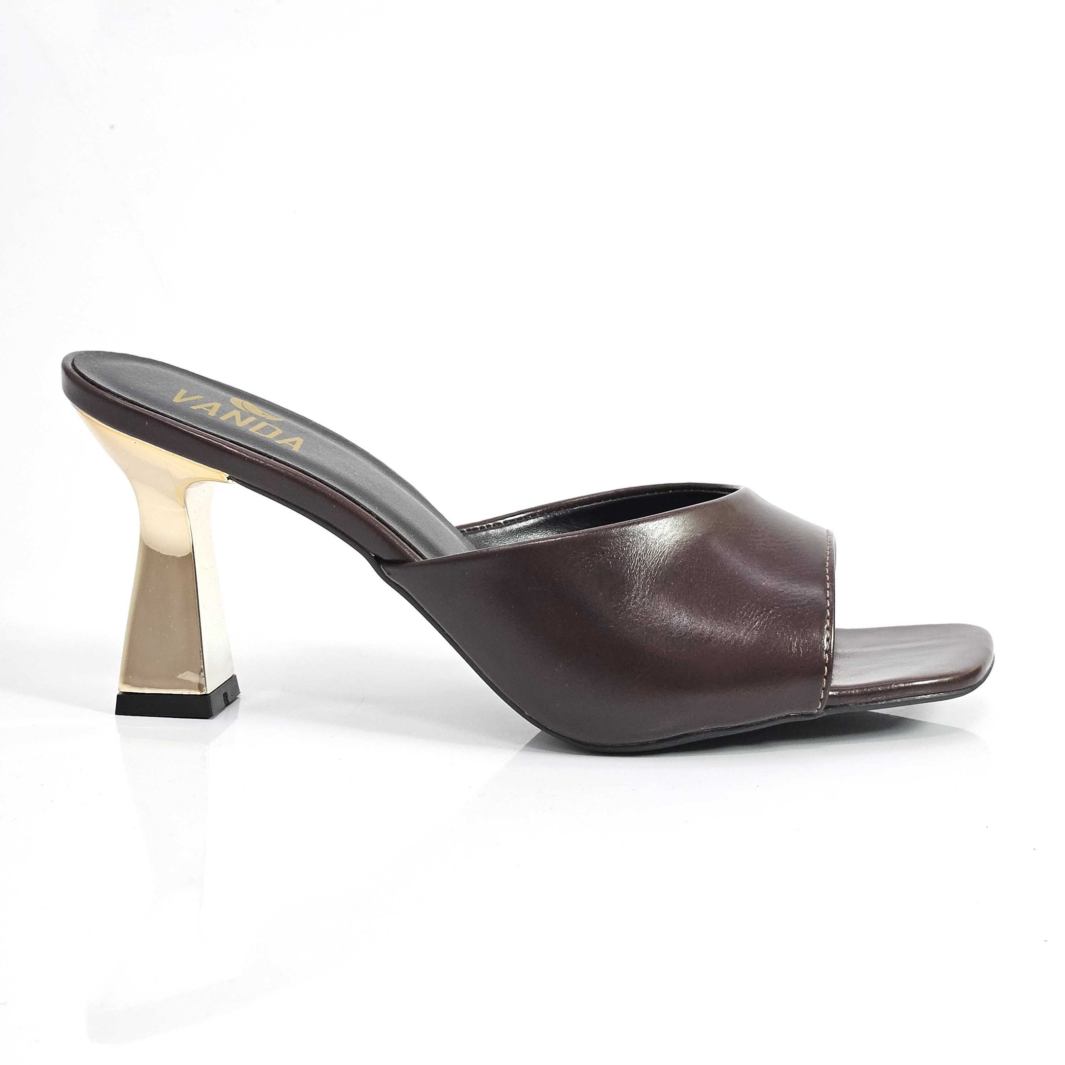 Tamanco Feminino Gáspea Com Salto Médio Metalizado