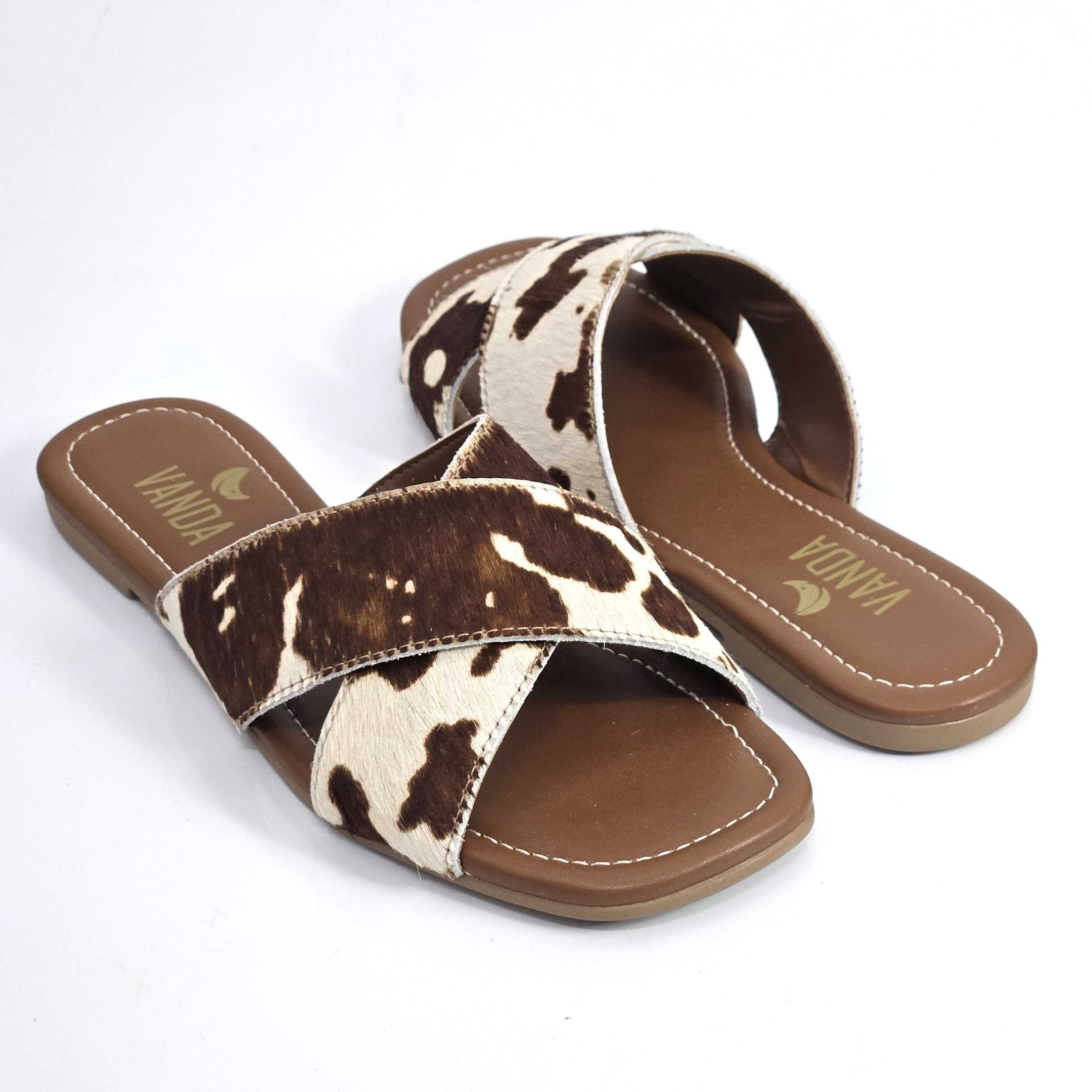 Rasteira Feminina Tiras Cruzadas em Couro Animal Print Animal Print 3