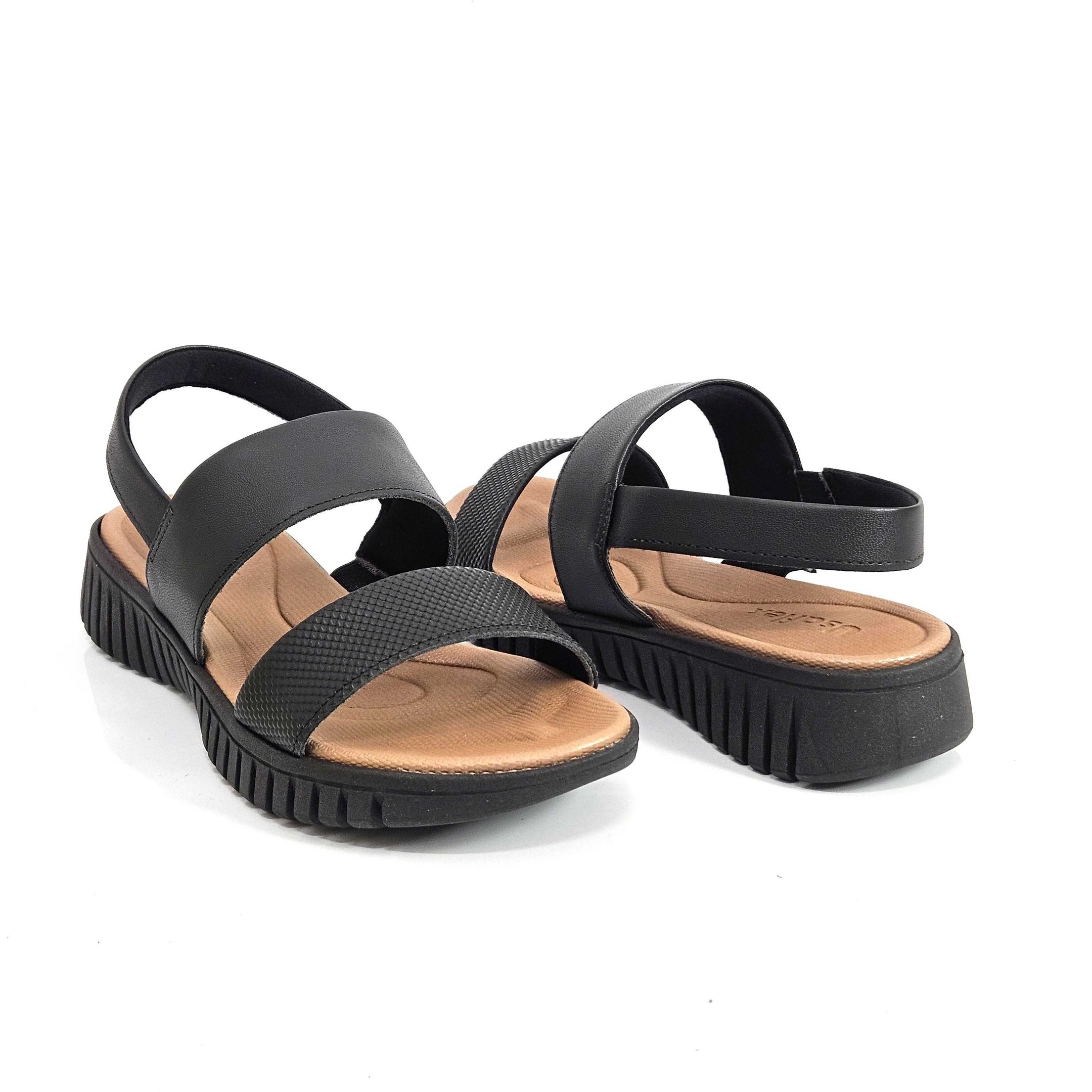 Sandália Feminina Usaflex Conforto Flat Calce Fácil Preto 3