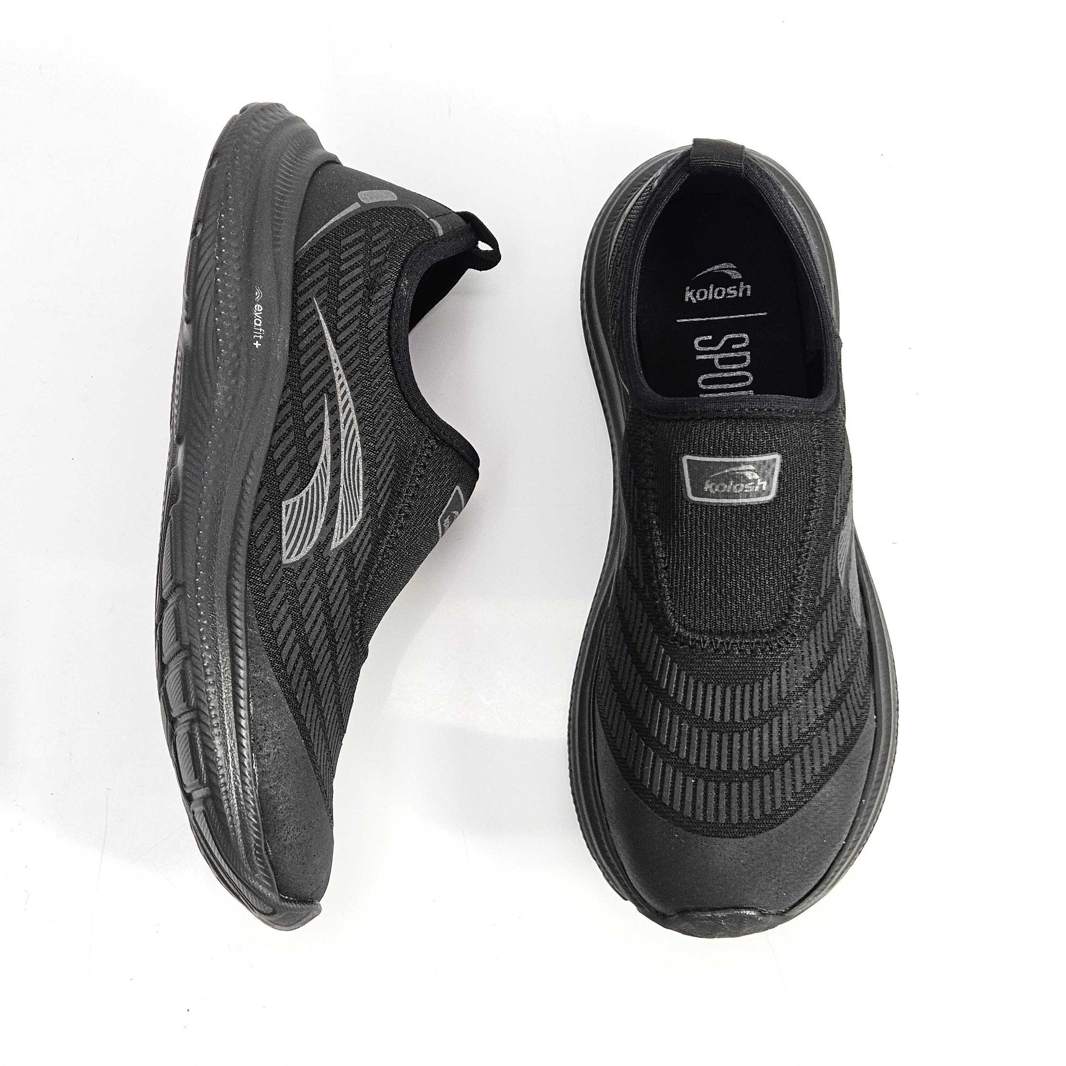 Tênis Feminino Kolosh Slip On Calce Fácil Em Tecido Preto 2