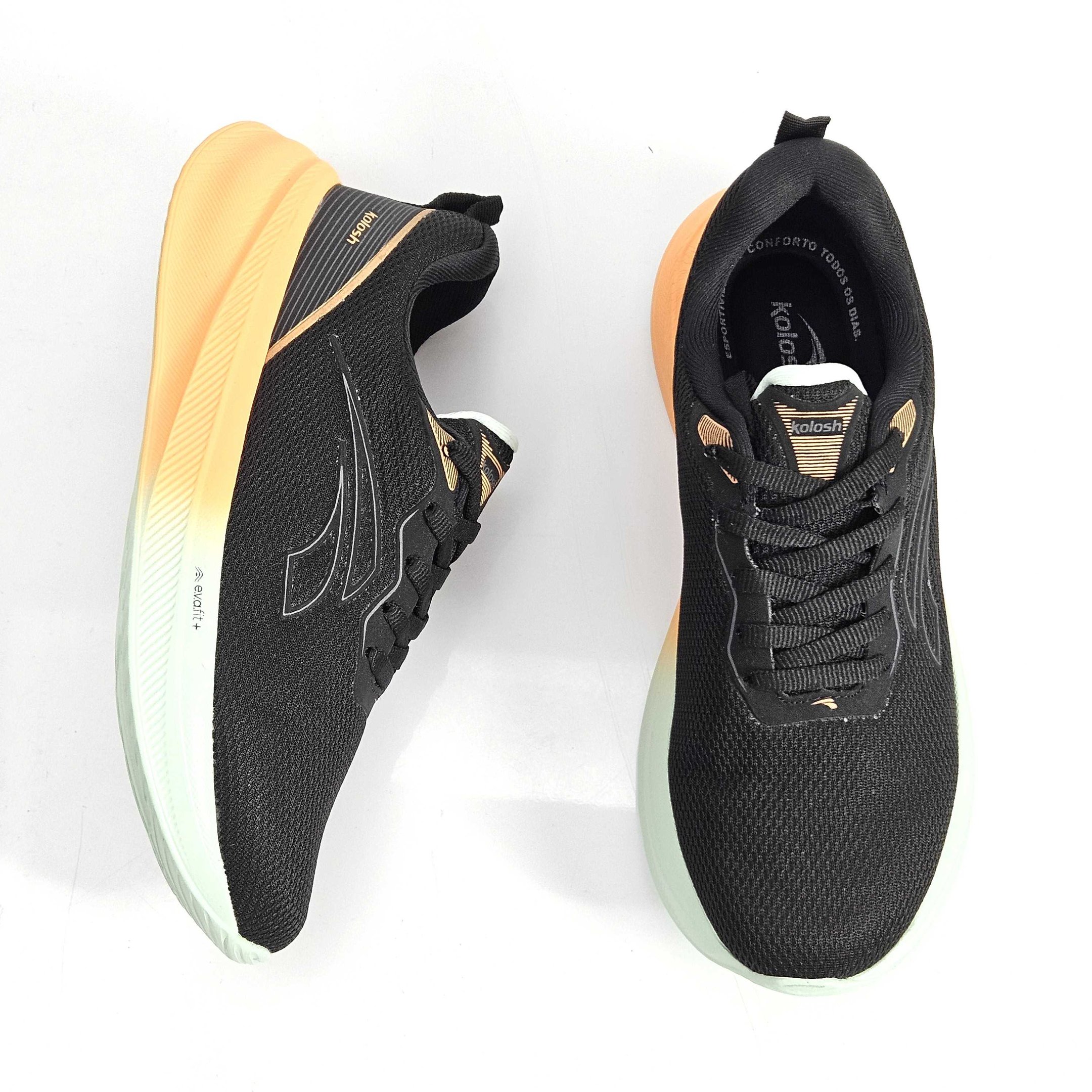 Tênis Feminino Esportivo Kolosh Com Cadarço Preto 2