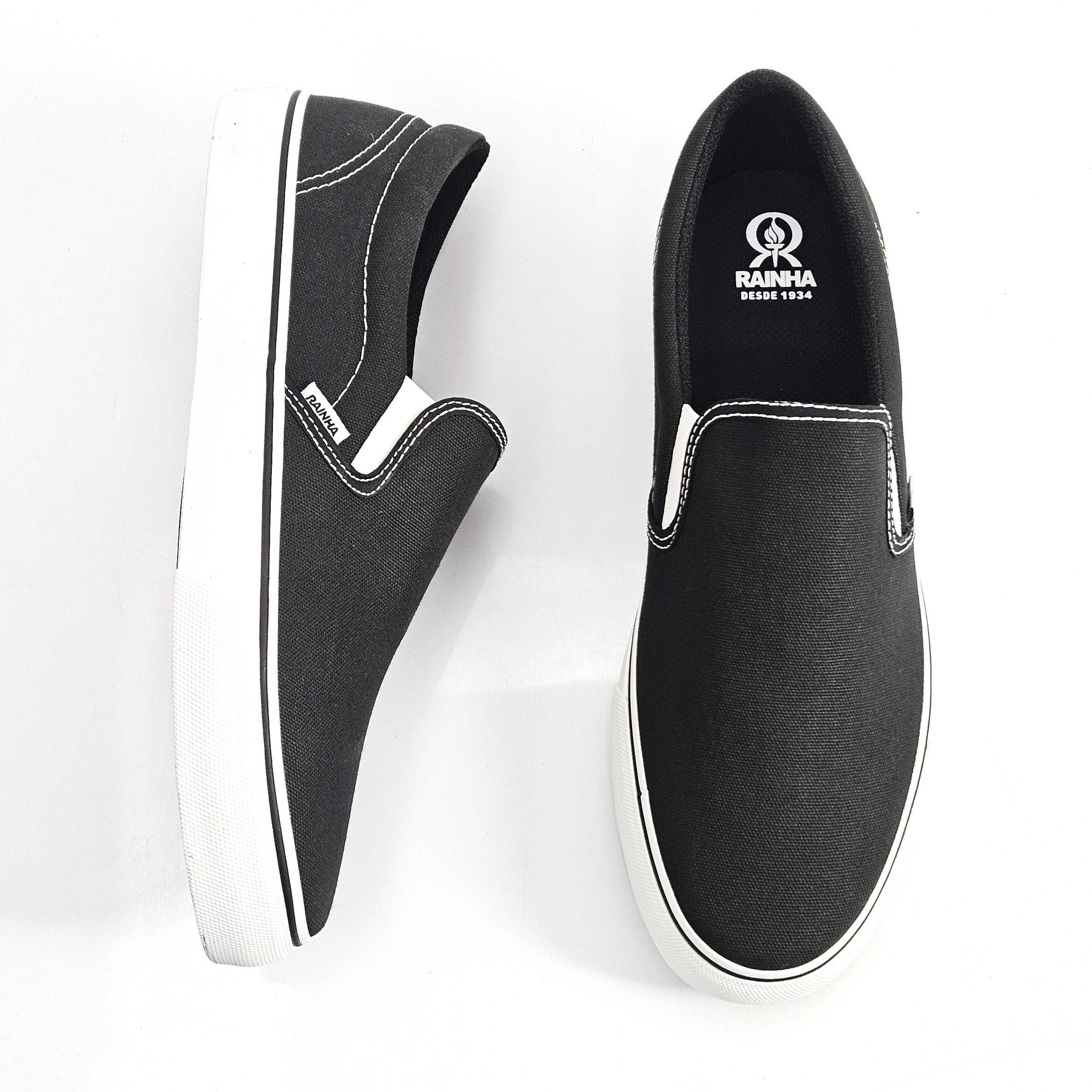 Tênis Masculino Rainha Iate Slip On Em Lona Preto 2