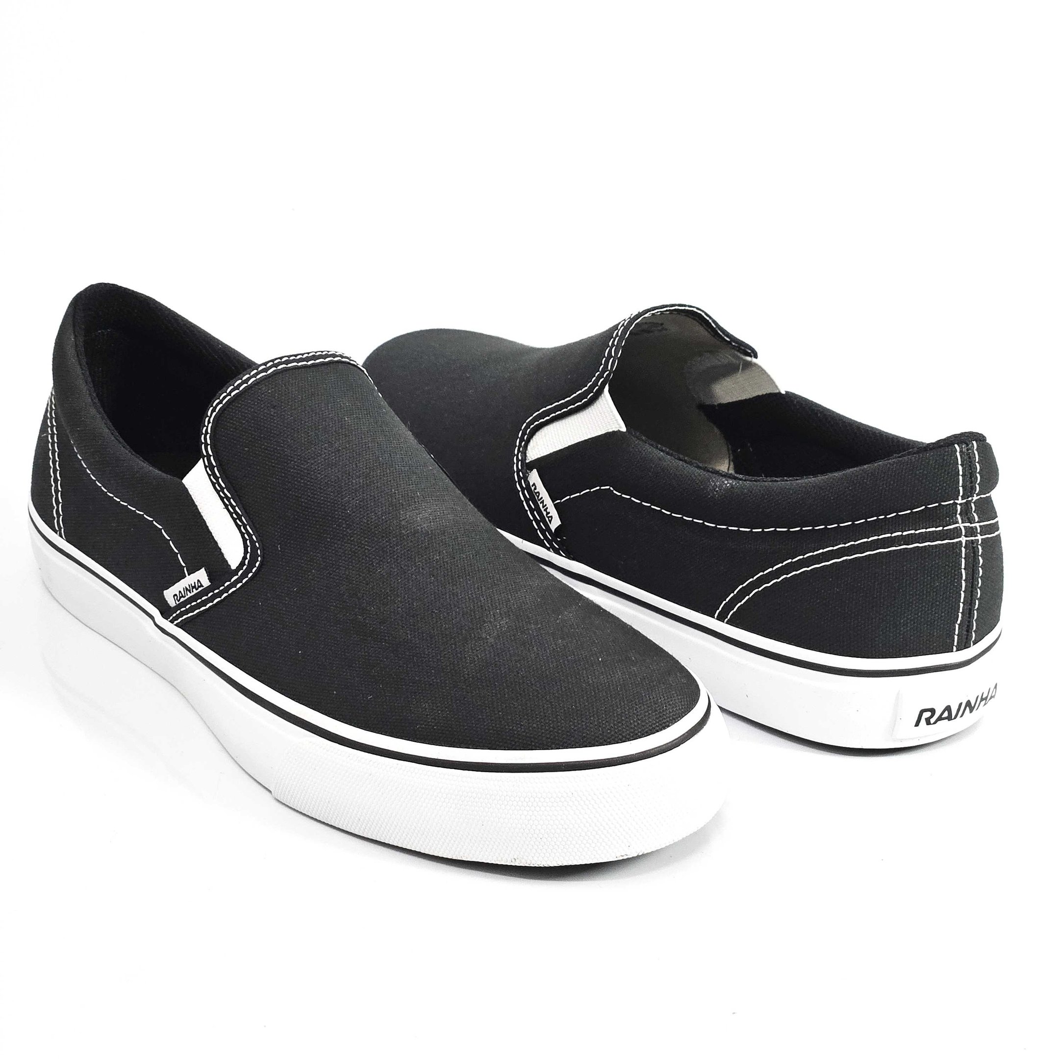 Tênis Masculino Rainha Iate Slip On Em Lona Preto 3