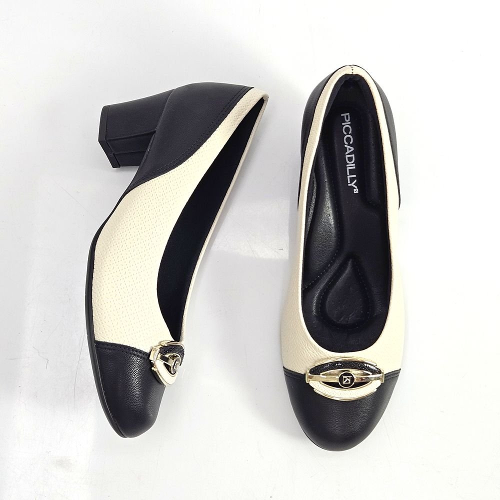 Sapato Feminino Piccadilly Salto Médio Bico Redondo Preto 2