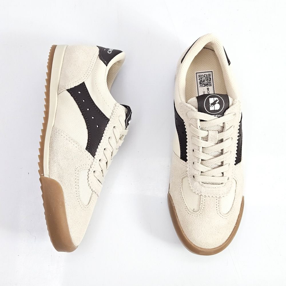 Tênis Feminino Bottero Casual Em Couro Cadarço Bege 2