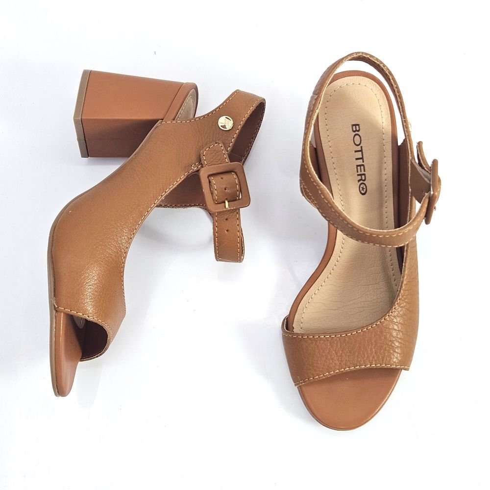 Sandália Feminina Bottero Salto Alto Bloco Caramelo 2