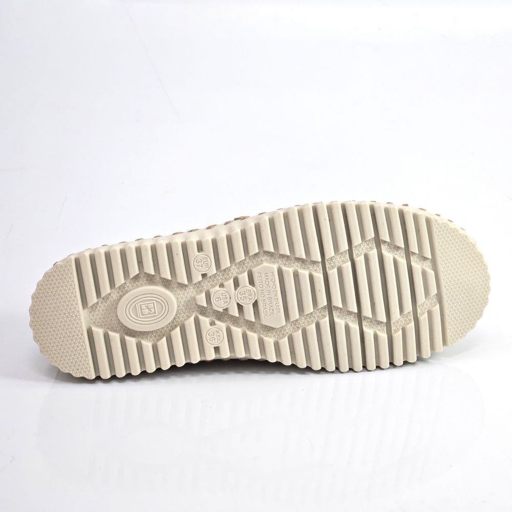 Tênis Feminino Bottero Twister Couro Slip On Elástico Bege 4