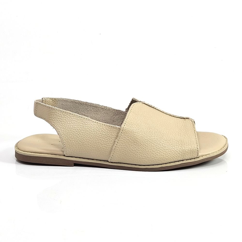 Sandália Feminina Rasteira Pala Em Couro