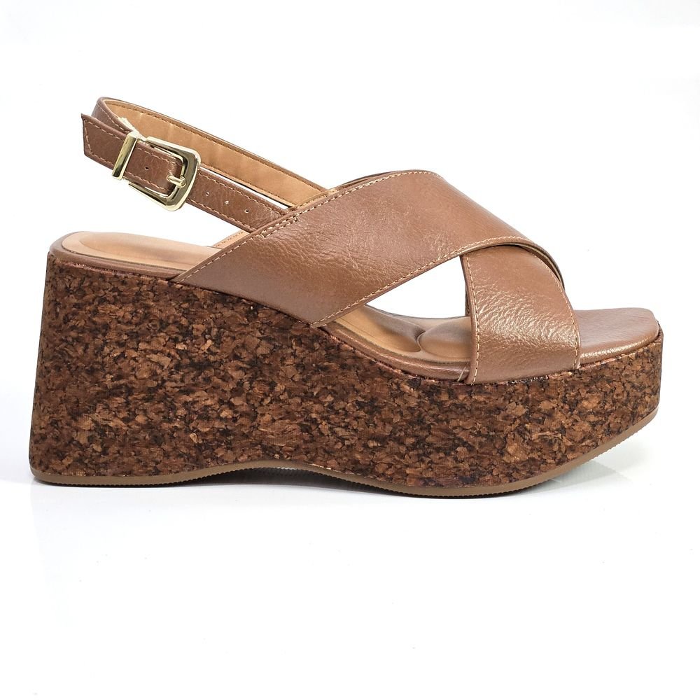 Sandália Feminina Vizzano Plataforma Tiras Cruzadas Fivela