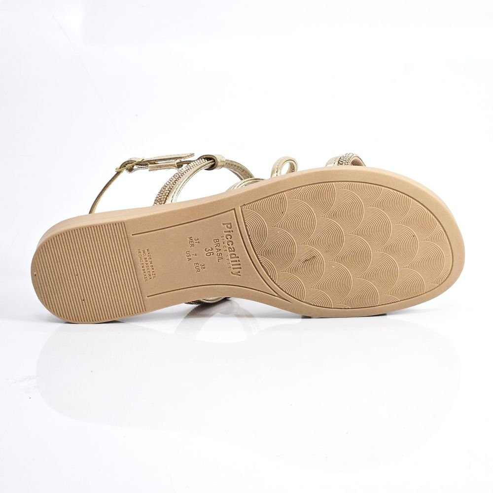 Sandália Rasteira Feminina Piccadilly Brilho Dourado 4