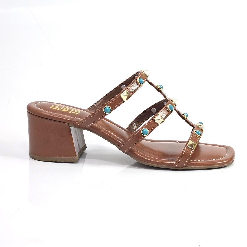 Tamanco Feminino Di Valentini Salto Bloco Tachas