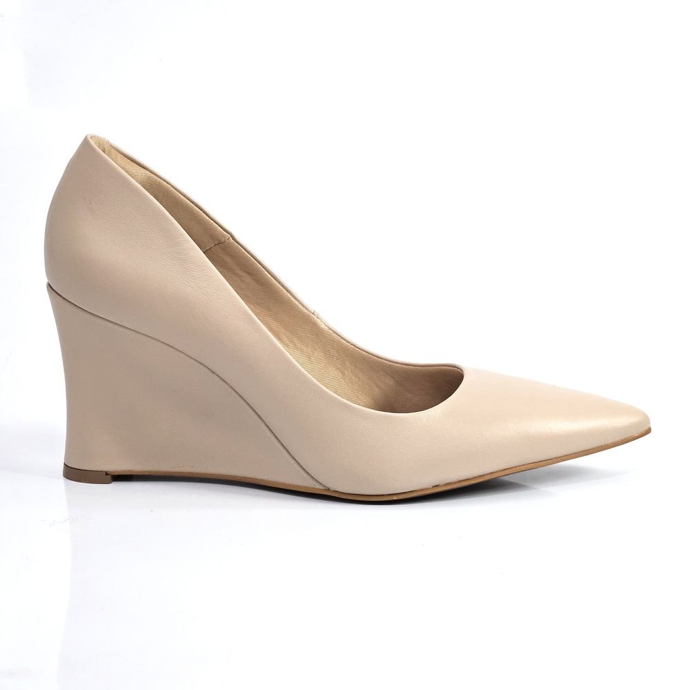 Sapato Feminino Scarpin Lia Line Salto Anabela Couro