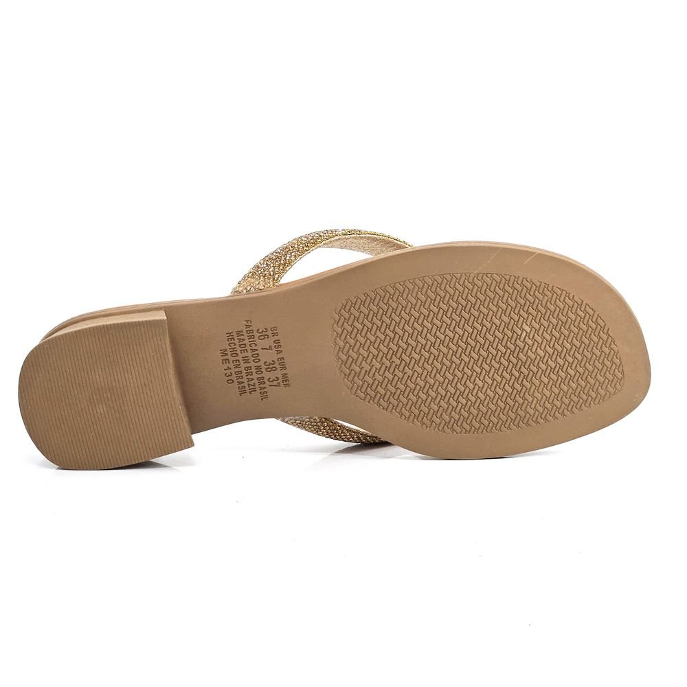 Tamanco Feminino Mississipi Dedo Strass Salto Baixo Dourado 4