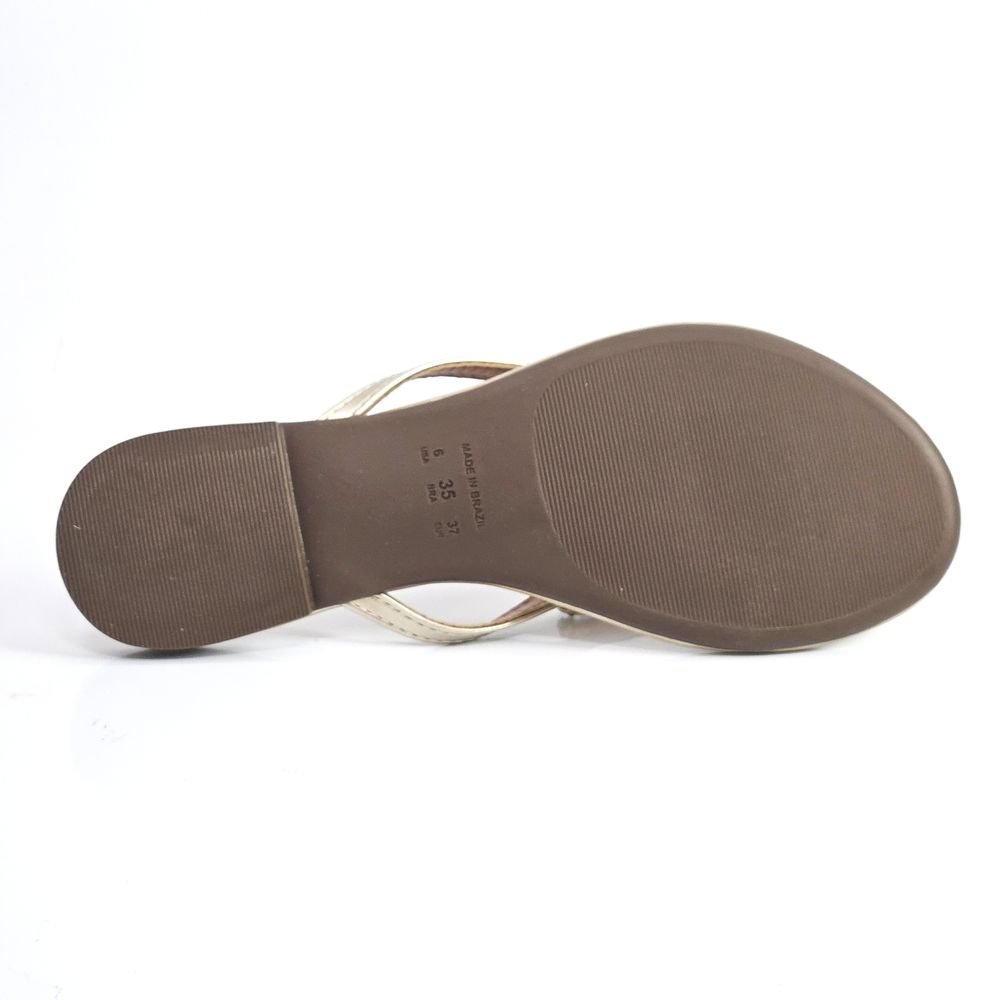 Chinelo Rasteira La Femme Elegance Dedo Pedraria Dourado 4