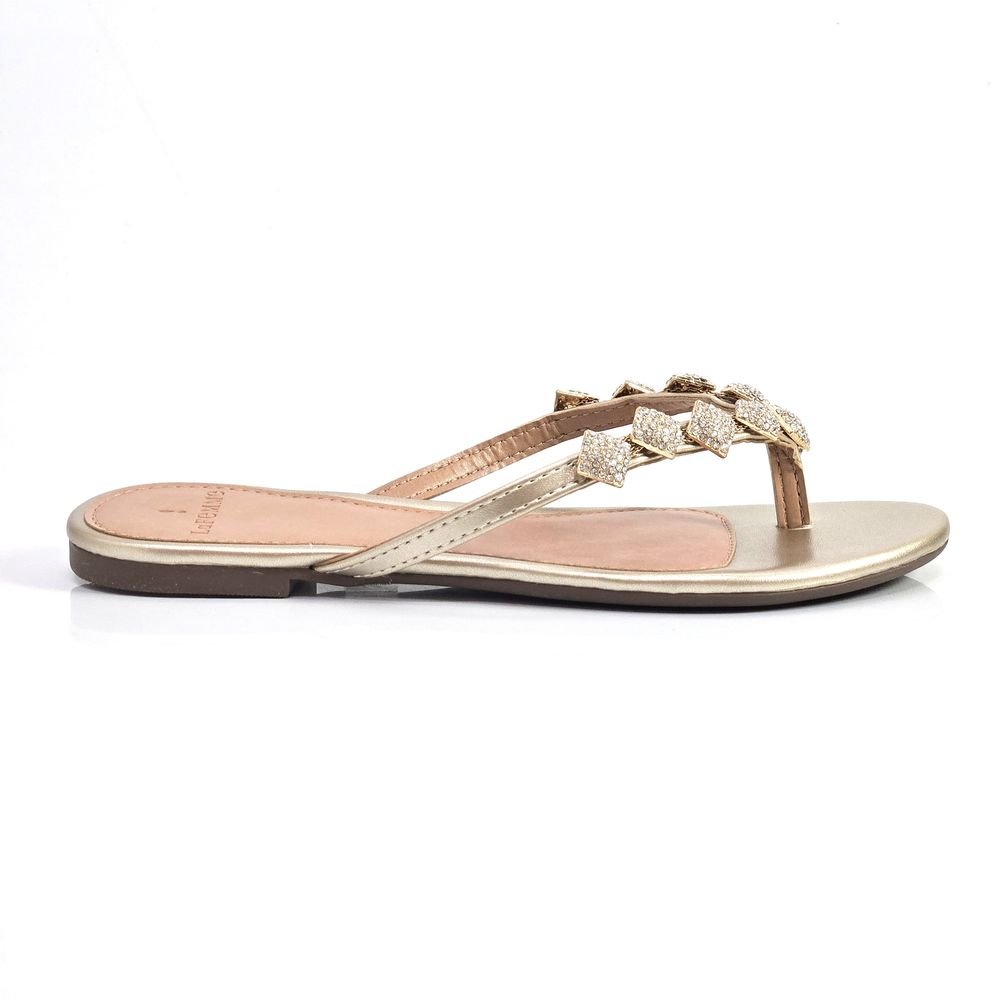 Chinelo Rasteira Feminina La Femme Elegance Dedo Brilho