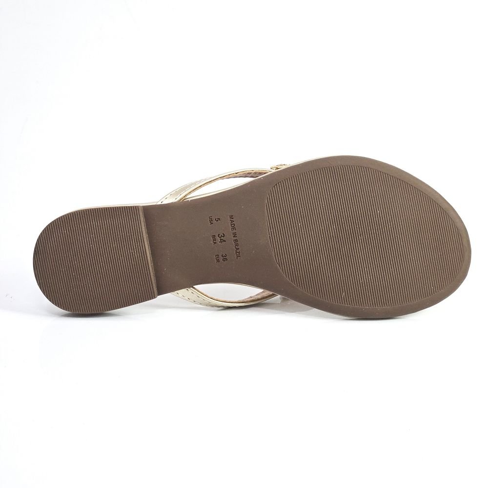 Chinelo Rasteira Feminina La Femme Elegance Dedo Brilho Dourado 4