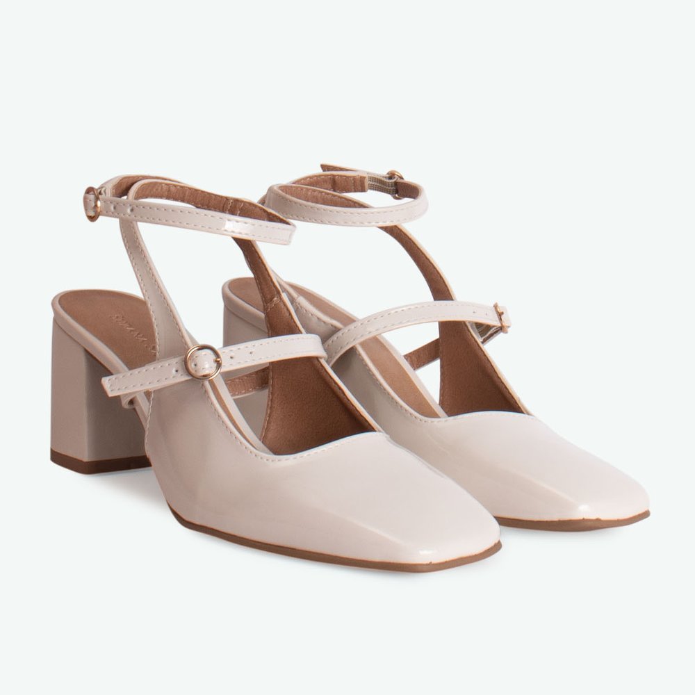 SAPATO SOCIAL FEMININO SALTO MARY JANE OFF WHITE Branco 1