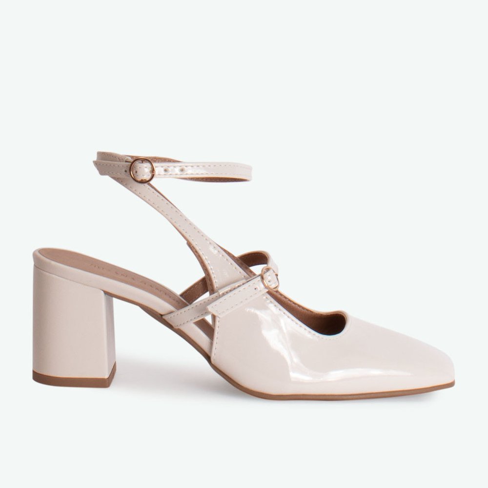 SAPATO SOCIAL FEMININO SALTO MARY JANE OFF WHITE Branco 2