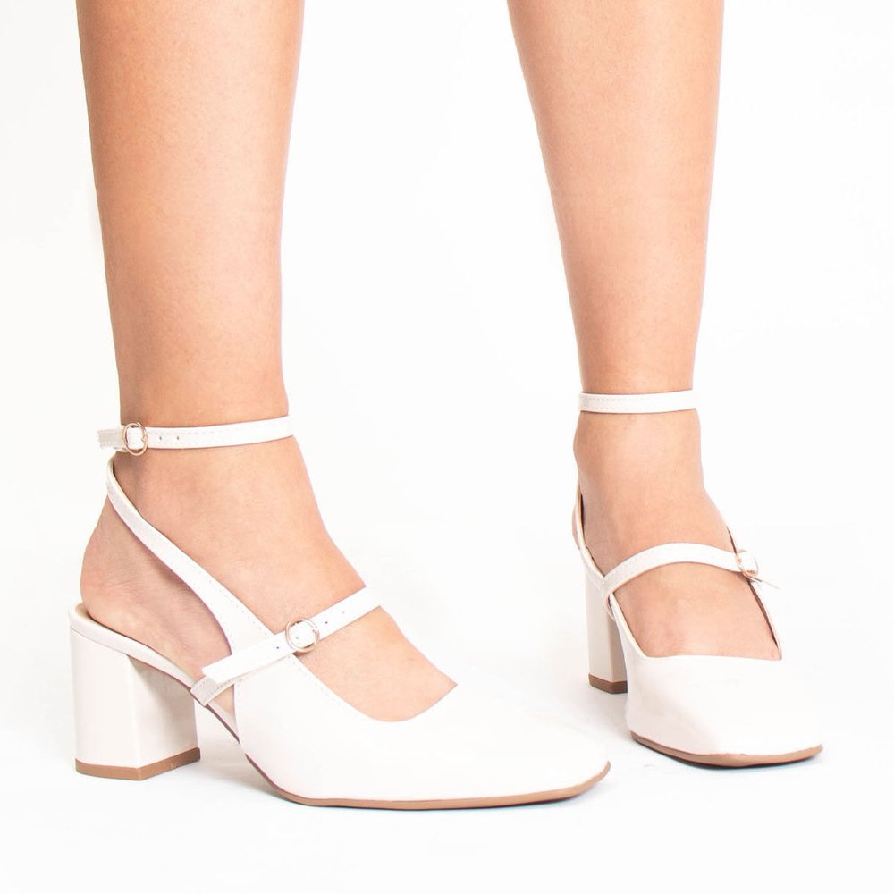 SAPATO SOCIAL FEMININO SALTO MARY JANE OFF WHITE Branco 3
