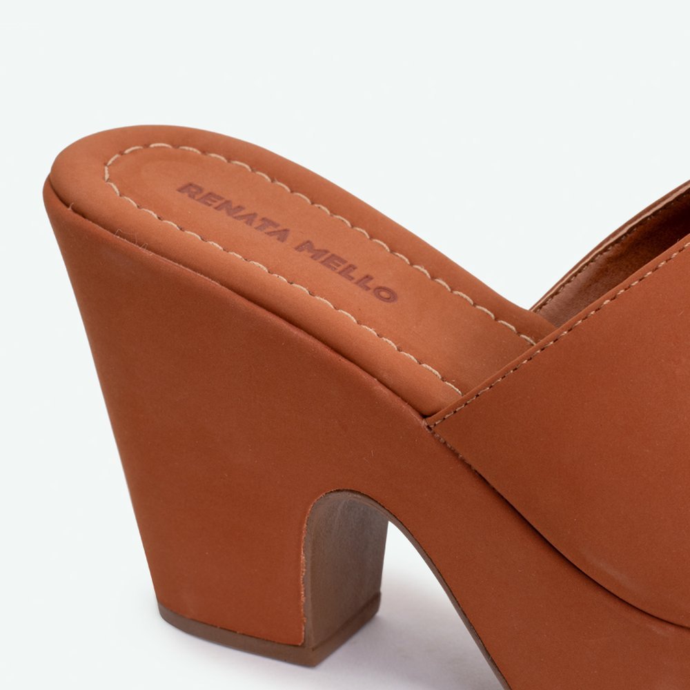 Sandália Tamanco plataforma nobuck lumy caramelo CARAMELO - 39 Marrom 3