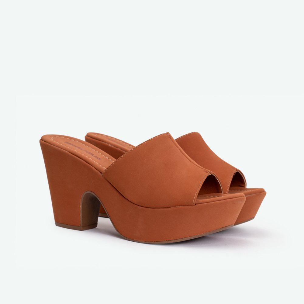 Sandália Tamanco plataforma nobuck lumy caramelo CARAMELO - 39 Marrom 4