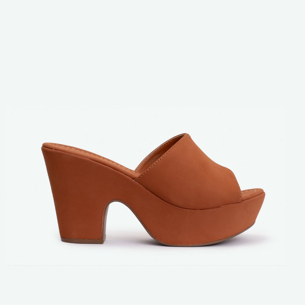 Sandália Tamanco plataforma nobuck lumy caramelo CARAMELO - 39 Marrom 5