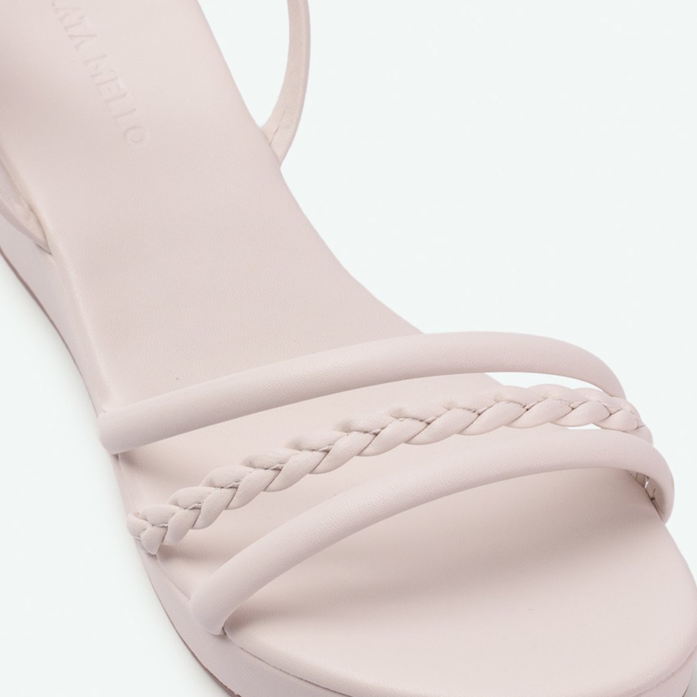 Sandália salto bloco comfort bege Bege - 39 Branco 3