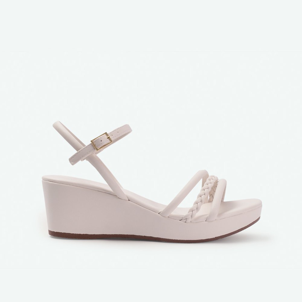 Sandália salto bloco comfort bege Bege - 39 Branco 4