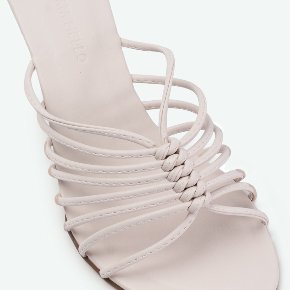 Sandália de salto fino com detalhes em tiras Branco - 39 Branco 3