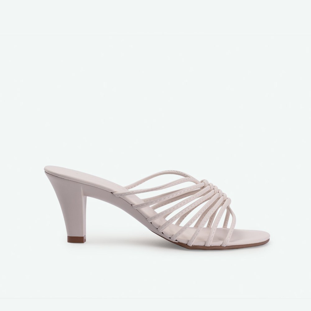 Sandália de salto fino com detalhes em tiras Branco - 39 Branco 4