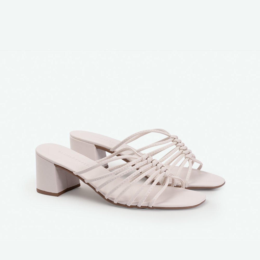 Sandália de salto bloco com detalhes em tira branco Branco - 39 Branco 2