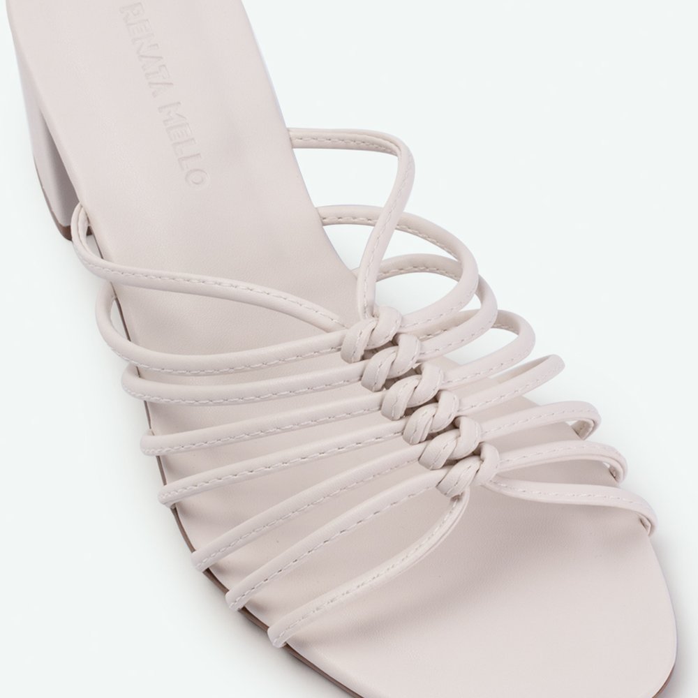 Sandália de salto bloco com detalhes em tira branco Branco - 39 Branco 3