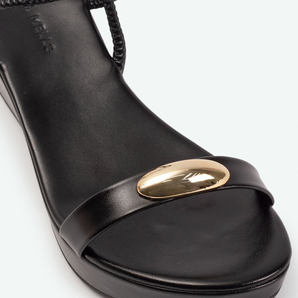 Sandália salto anabela com detalhes na tira Preto - 39 Preto 3