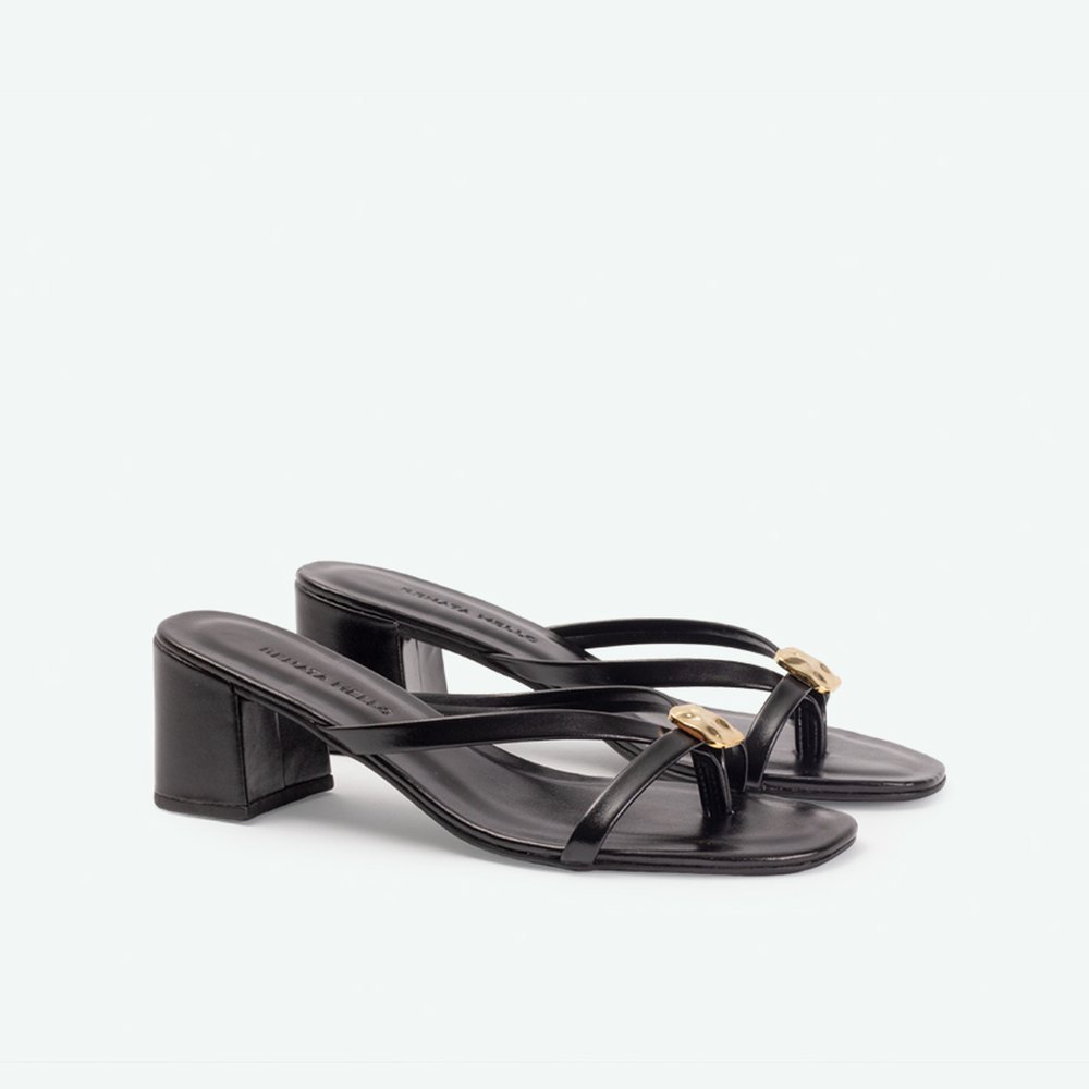 Sandália com salto bloco baixo  Preto - 39 Preto 2