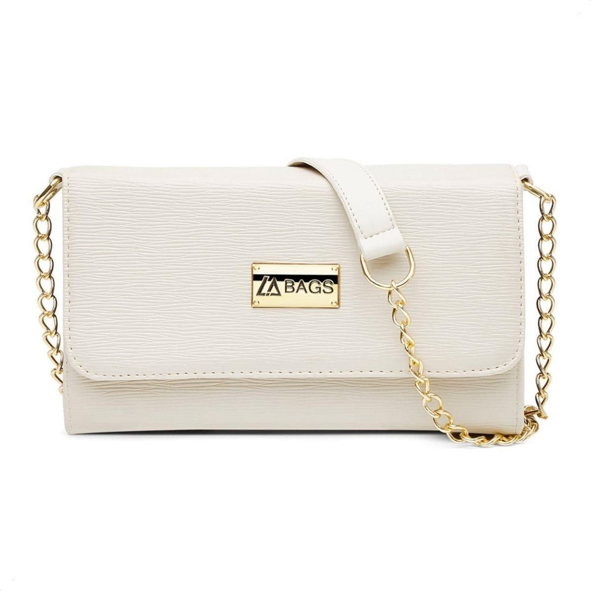 Bolsa Festa Feminina Alça Corrente Transversal Casual Luxo Branco 3