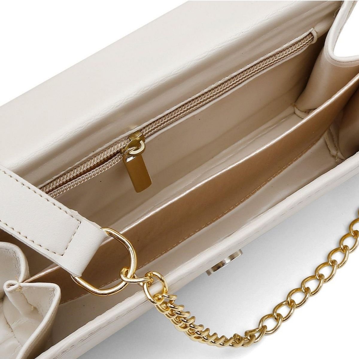 Bolsa Festa Feminina Alça Corrente Transversal Casual Luxo Branco 4