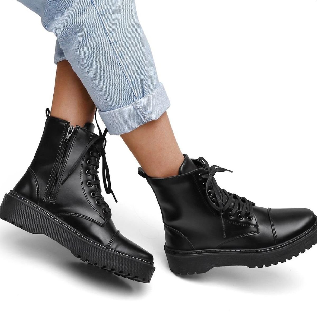 Coturno Form'S Bota Flatform Feminino Preto 2