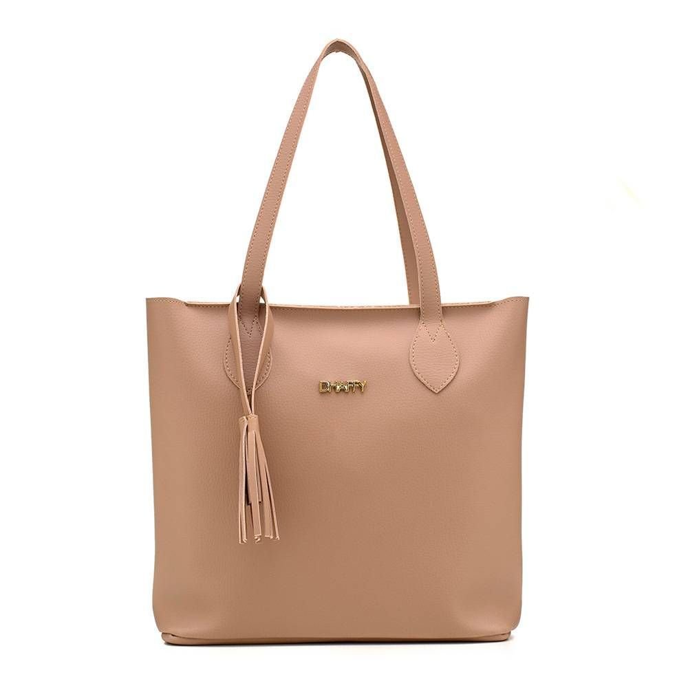 Kit de Bolsas Femininas Grande Sacola + Transversal e Necessarie Dhaffy Caramelo(??) Bege 2