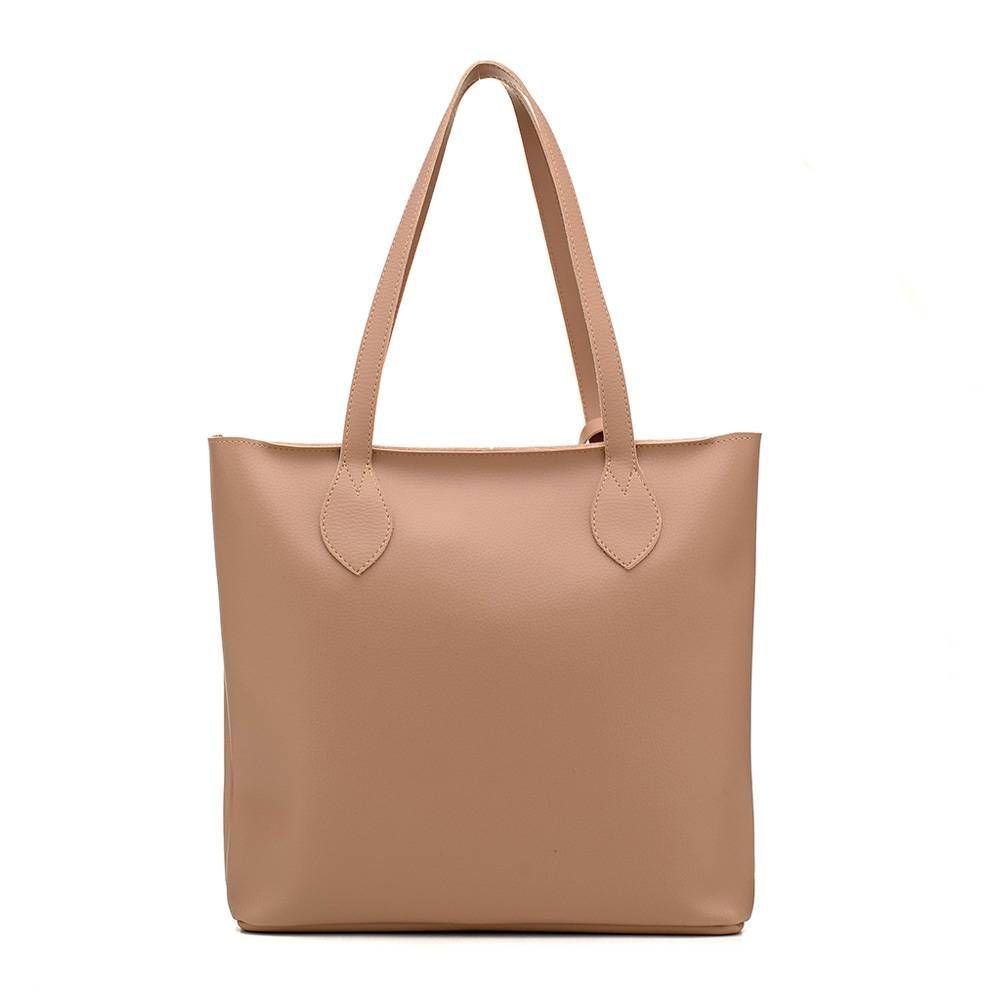 Kit de Bolsas Femininas Grande Sacola + Transversal e Necessarie Dhaffy Caramelo(??) Bege 4