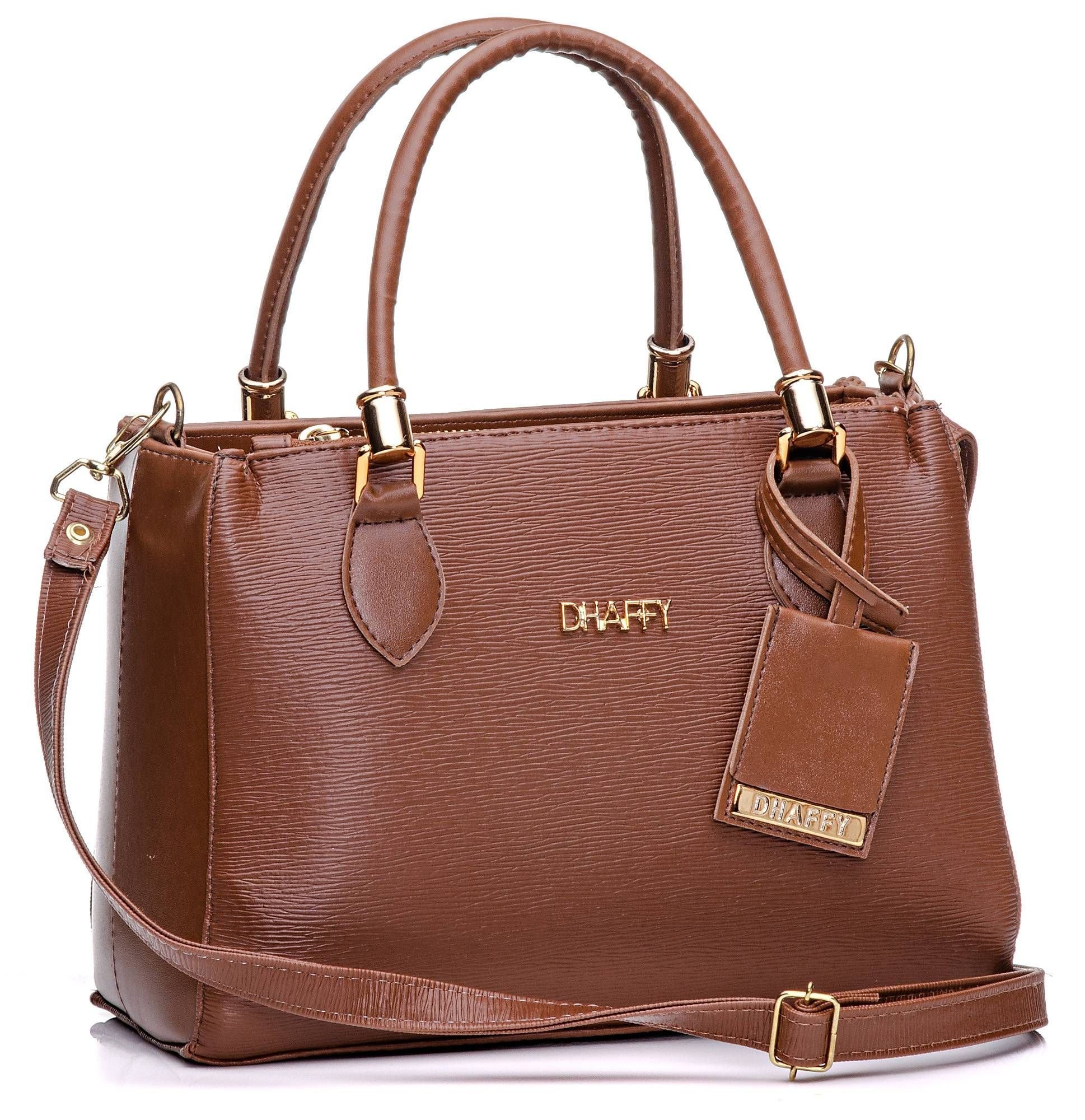 Bolsa Feminina Transversal Média Com Carteira Dhaffy Champanhe Marrom 2