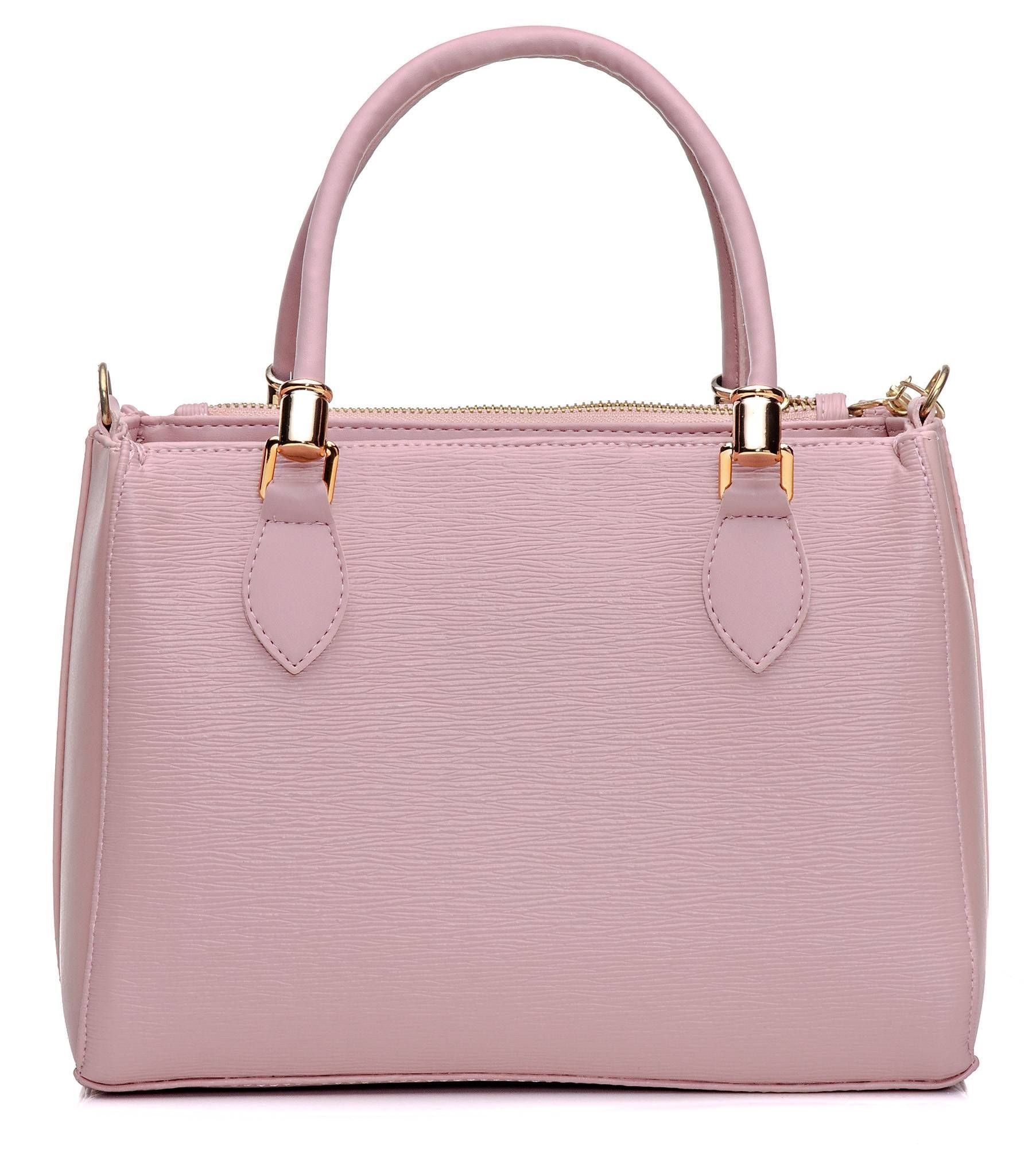 Bolsa Feminina Baú Alça de Mão e Transversal Para o Dia A Dia Rosa Rosa 3