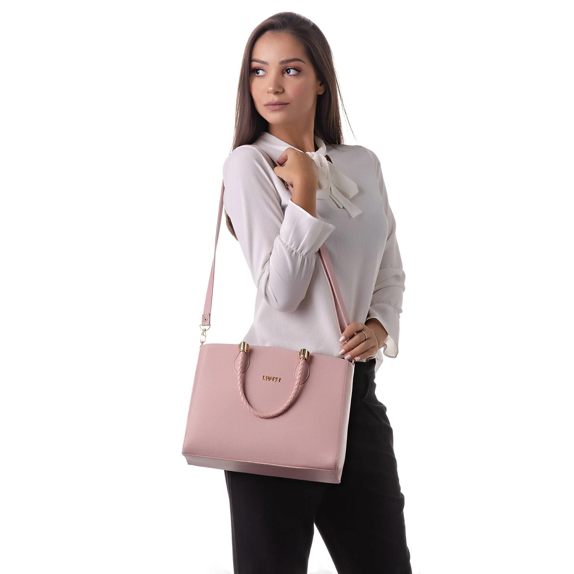Bolsa Feminina Transversal Espaçosa Dhaffy Rosa 2