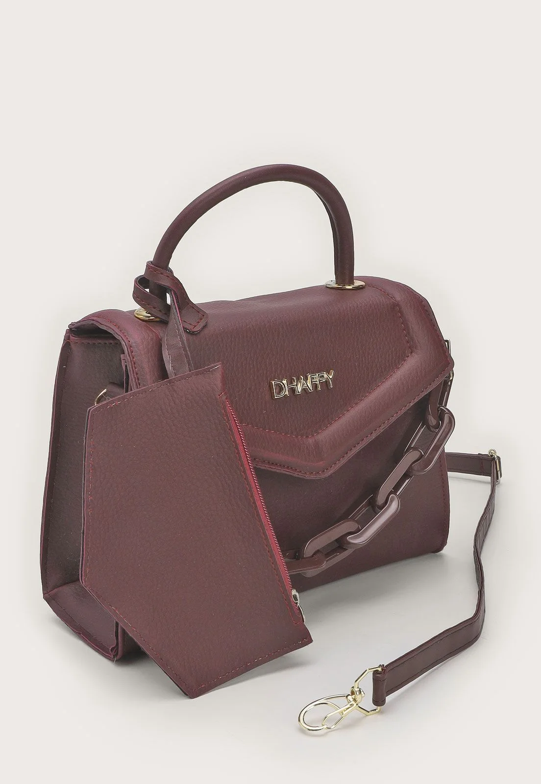 Bolsa Feminina Tiracolo Detalhes em Corrente Marrom 2