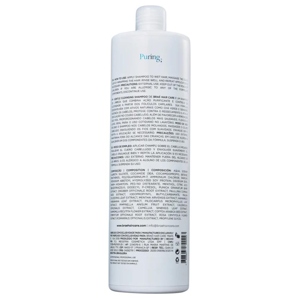 BRAÉ Puring Anti-oleosidade - Shampoo 1000ml 1L 2