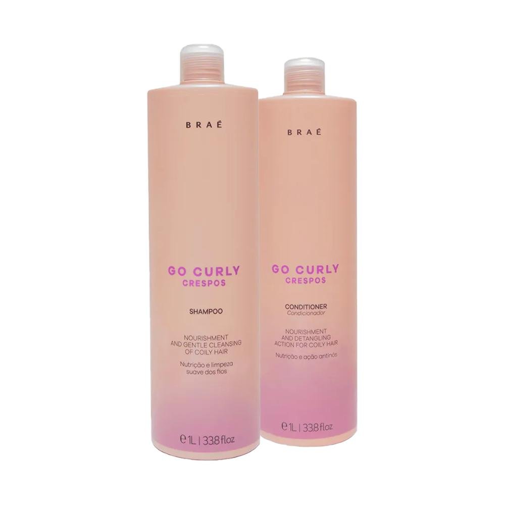 Kit Braé Go Curly Crespos Shampoo 1L, Condicionador 1L ÚNICO 1